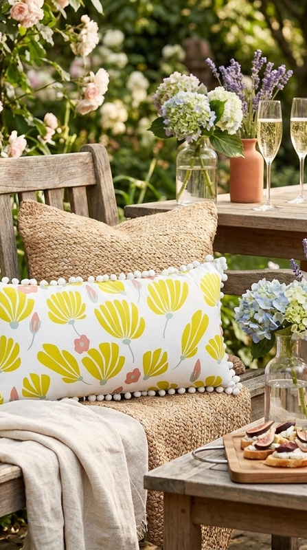 Thumbnail: Yellow Botanical Floral Cushion Rectangular Cushion Cover 12x18 Inches
