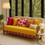 Imej kecil: Light Yellow 2+1+1 Seater Sofa Cover With Tassels |Tassel Sofa Throw