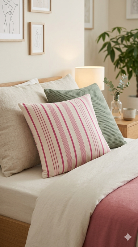 cotton striped cushion cover  Square Sofa Cushion Cover 16x16 Inches