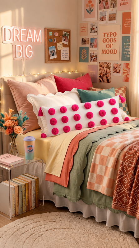 Miniatura: Hot Pink Pom Pom Pillow Cover Rectangular Cushion Cover 14x36 Inches