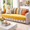 Miniatură: Mustard Bohemian 3 Seater Sofa Cover With Tassel|3 Seater Seat Tassel Sofa Throw