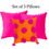 Imej kecil: Vibrant Bohemian Bliss: 5-Piece Orange and Pink Cushion Cover Set