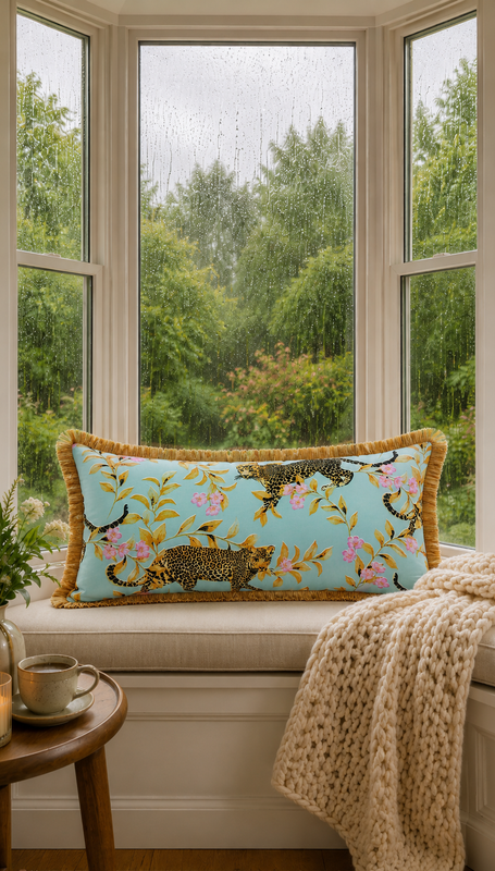 Thumbnail: Leopard Botanical Cushion Rectangular Full Body Bed Pillow Cover 12x48 Inches