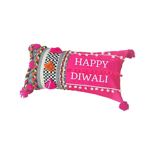 Happy Diwali Embroidered Cushion Cover –Decorative Indian Cushion, Diwali  Decor Throwpillow