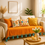 Miniatura: Orange 6 Seater Sofa Cover With Tassels |Tassel Sofa Throw 3+2+1 Seater Set