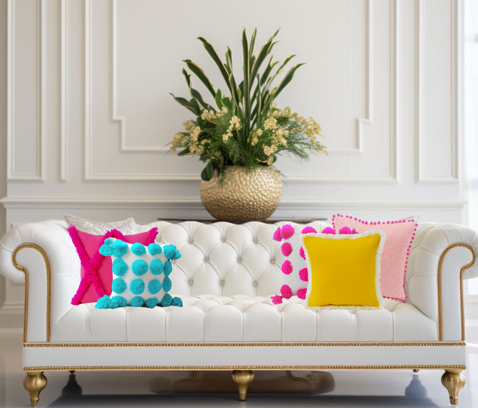 Thumbnail: Mustard Yellow Fringed Soft Touch Square Cushion Cover for Sofa 24x24 Inches