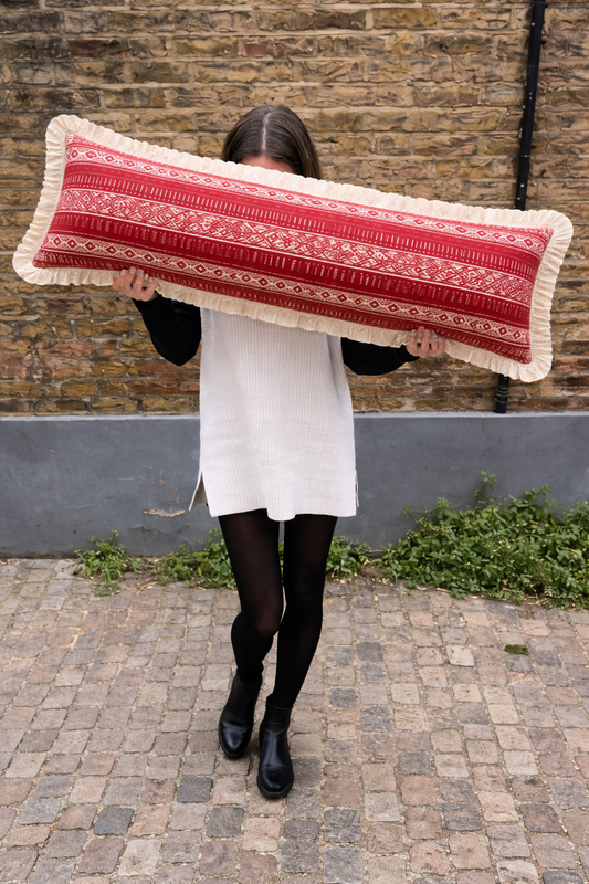 Thumbnail: Red Cotton Tribal Sofa D�cor Rectangular Full Body Bed Pillow Cover 12x36 Inches