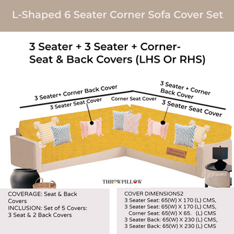Mustard L Shape Corner Sofa Cover, Luxe Solid Sofa Cover
