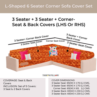 Orange L Shape Corner Sofa Cover, Luxe Solid Sofa Cover