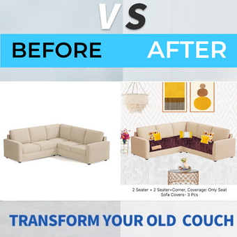 Dark Brown L Shape Corner Sofa Cover, Luxe Solid Sofa Cover
