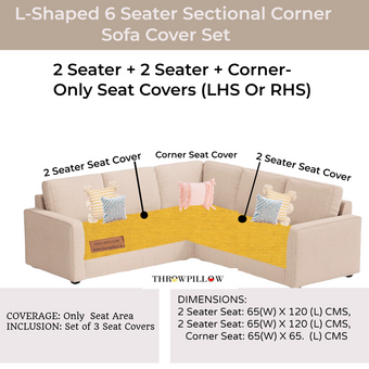 Mustard L Shape Corner Sofa Cover, Luxe Solid Sofa Cover