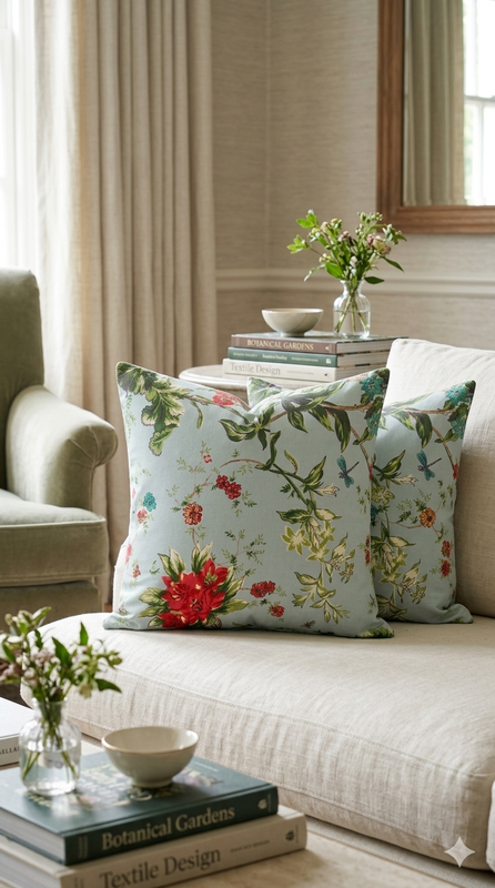 Miniatura: Vintage Botanical Floral   Square Sofa Cushion Cover 18x18 Inches