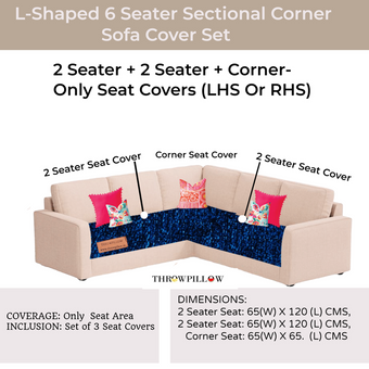Navy Blue L Shape Corner Sofa Cover, Luxe Solid Sofa Cover