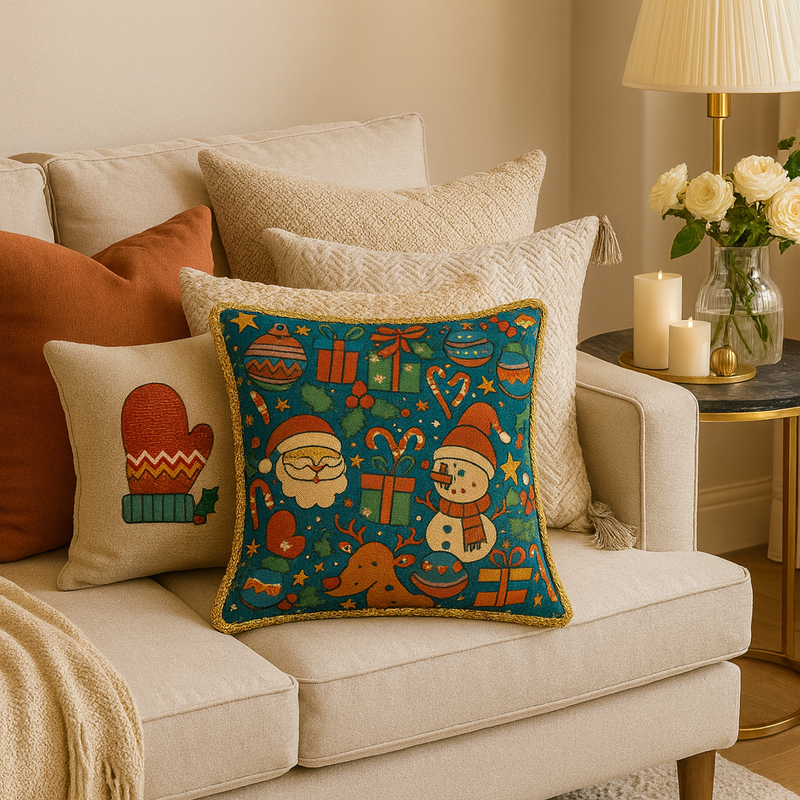Minijatura: Holiday Decor Kids Room, Festive Accent Square Sofa Cushion Cover 16x16 Inches