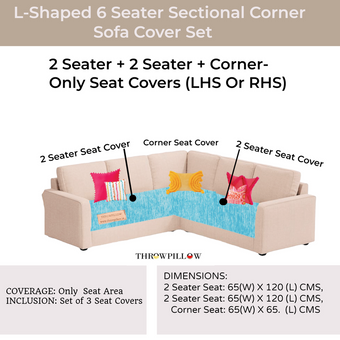 Ice Blue L Shape Corner Sofa Cover, Luxe Solid Sofa Cover
