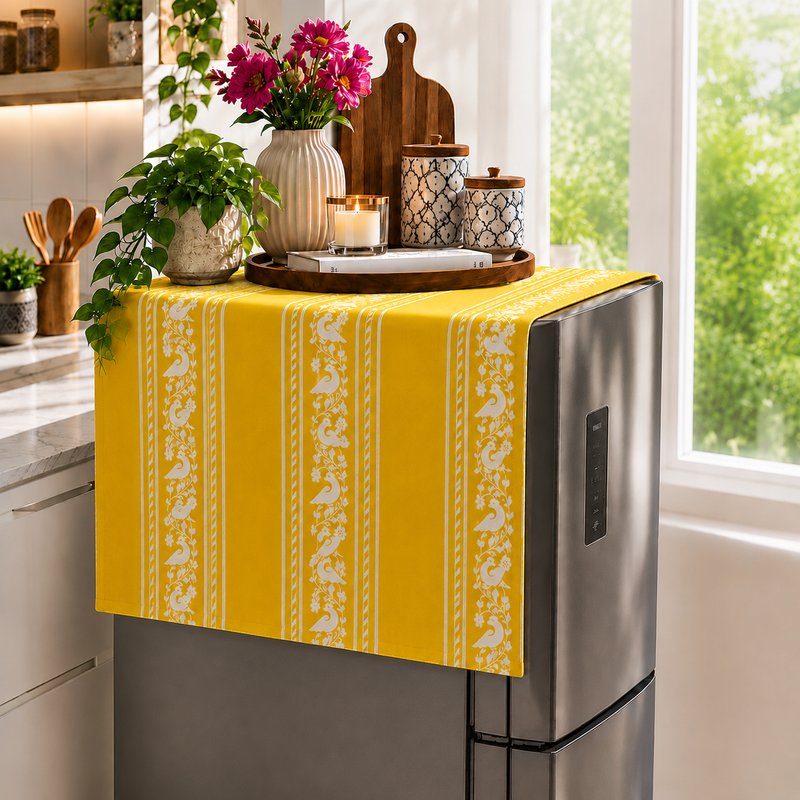 Hình thu nhỏ: Side By Side Fridge Cover|Fridge Cover 400+L|Bird Pattern Refrigerator Cover