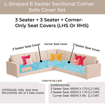 Ice Blue L Shape Corner Sofa Cover, Luxe Solid Sofa Cover