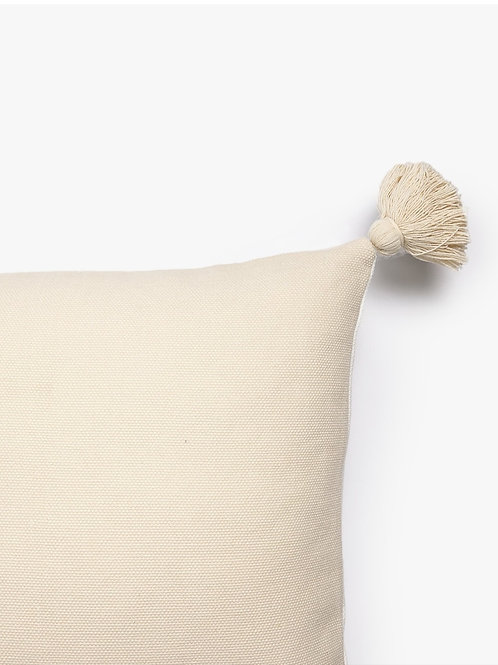Neutral Self Textured Cushion Cover with tassels