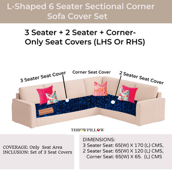 Navy Blue L Shape Corner Sofa Cover, Luxe Solid Sofa Cover