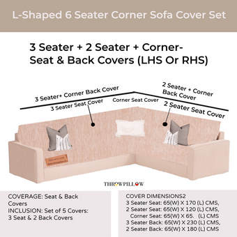 Tan L Shape Corner Sofa Cover, Luxe Solid Sofa Cover