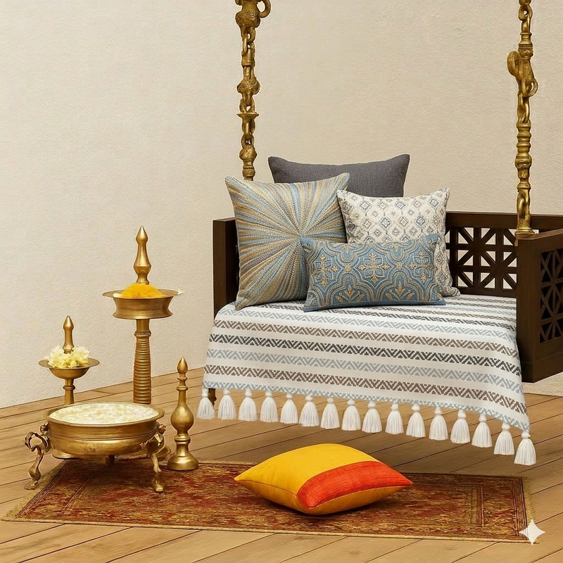 Thumbnail: Swing Seat Cover |2.5 Ft Single Seater Swing Jhoola|Herringbone Neutral Cover
