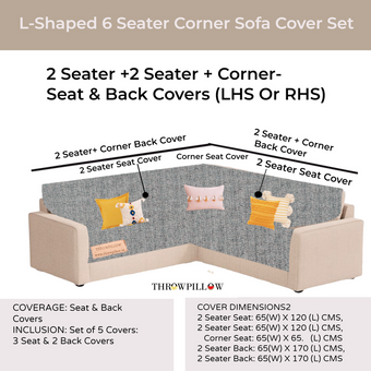Light Grey L Shape Corner Sofa Cover, Luxe Solid Sofa Cover
