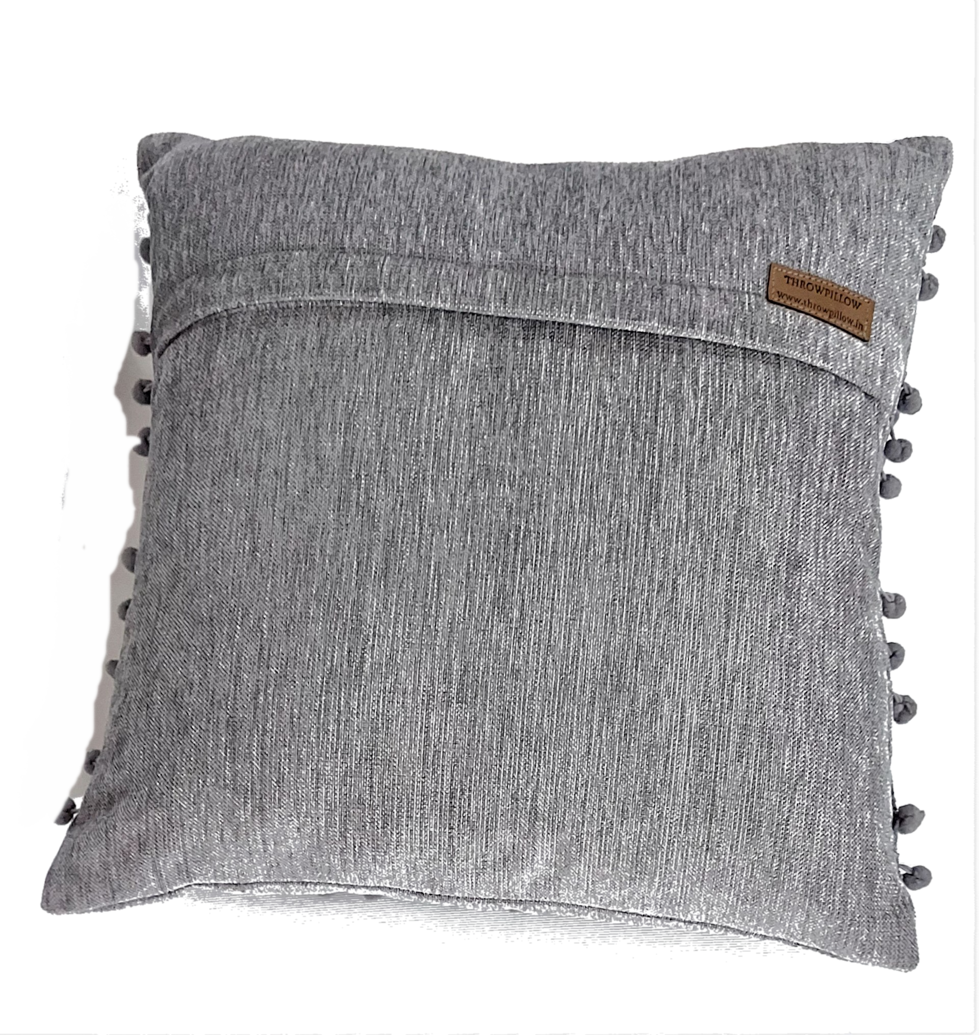 Grey Pom-Pom Cushion Cover