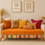 Imej kecil: Orange 2 Seater Sofa Cover With Tassels|Boho Tassel Sofa Throw For Love Seat