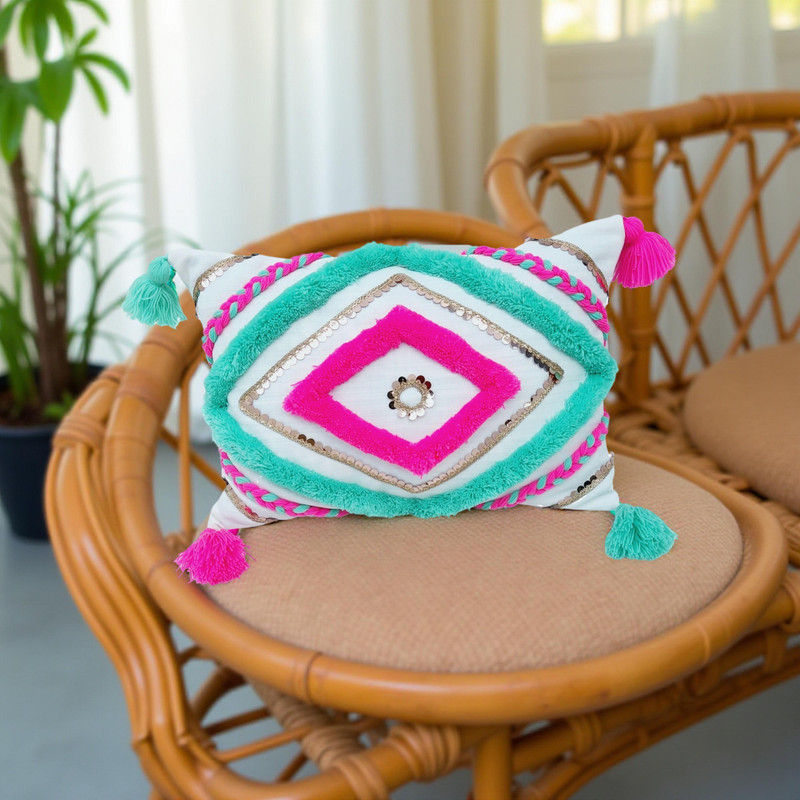 Thumbnail: Cama Boho Mint Green Rectangle Cushion Cover with Filler for Sofa 12x24 Inches