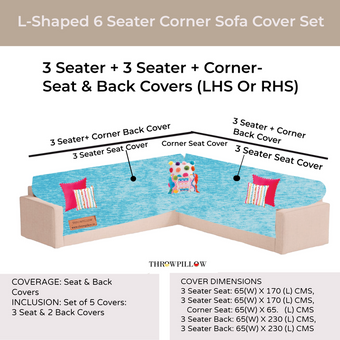 Ice Blue L Shape Corner Sofa Cover, Luxe Solid Sofa Cover