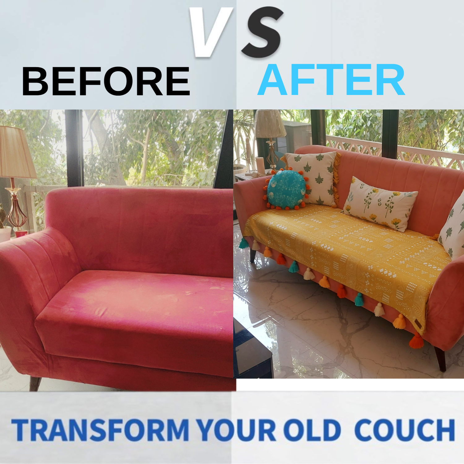 Mustard and white sofa throw for Diwali festival decor, a durable and washable cover that enhances any couch or sofa.