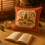 Miniaturbild: Reindeer Floral Christmas Holiday Decor Square Sofa Cushion Cover 16x16 Inches