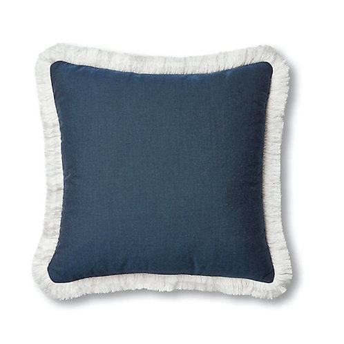 Beach Bungalow Navy Blue Fringe Cushion Cover