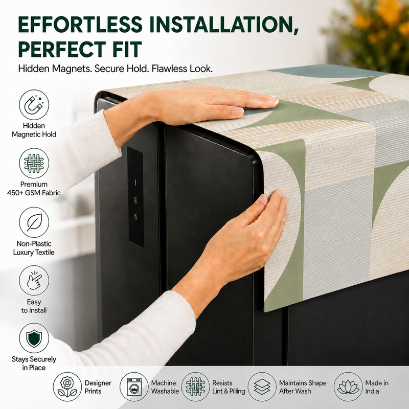 Pikkukuva: Fridge Top Cover French Door 400+ L Door|Green Geometic  Cover