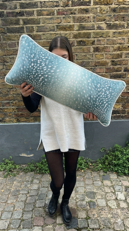 Minijatura: Antelope Print Rectangular Cotton Cushion Cover With White Piping 12x48 Inches