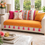 Miniature : Orange Boho 5 Seater Sofa Cover Set With Tassels|Tassel Sofa Throw 3+1+1 Seater