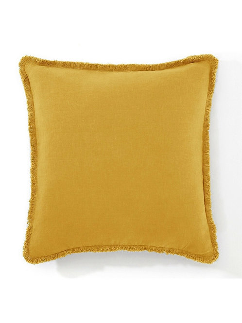 Mustard French Fringe Cushion Cover