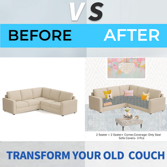 Light Grey L Shape Corner Sofa Cover, Luxe Solid Sofa Cover