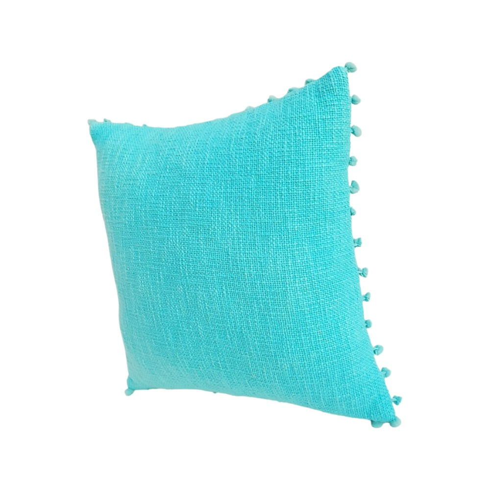 "Add a pop of color with this mint green cushion cover"