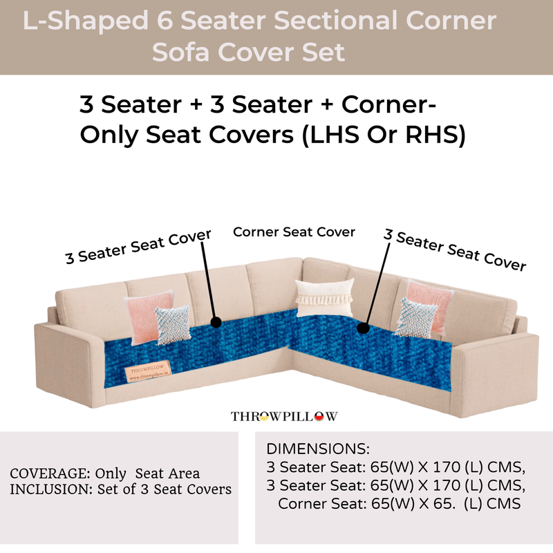 Teal Blue L Shape Corner Sofa Cover, Luxe Solid Sofa Cover