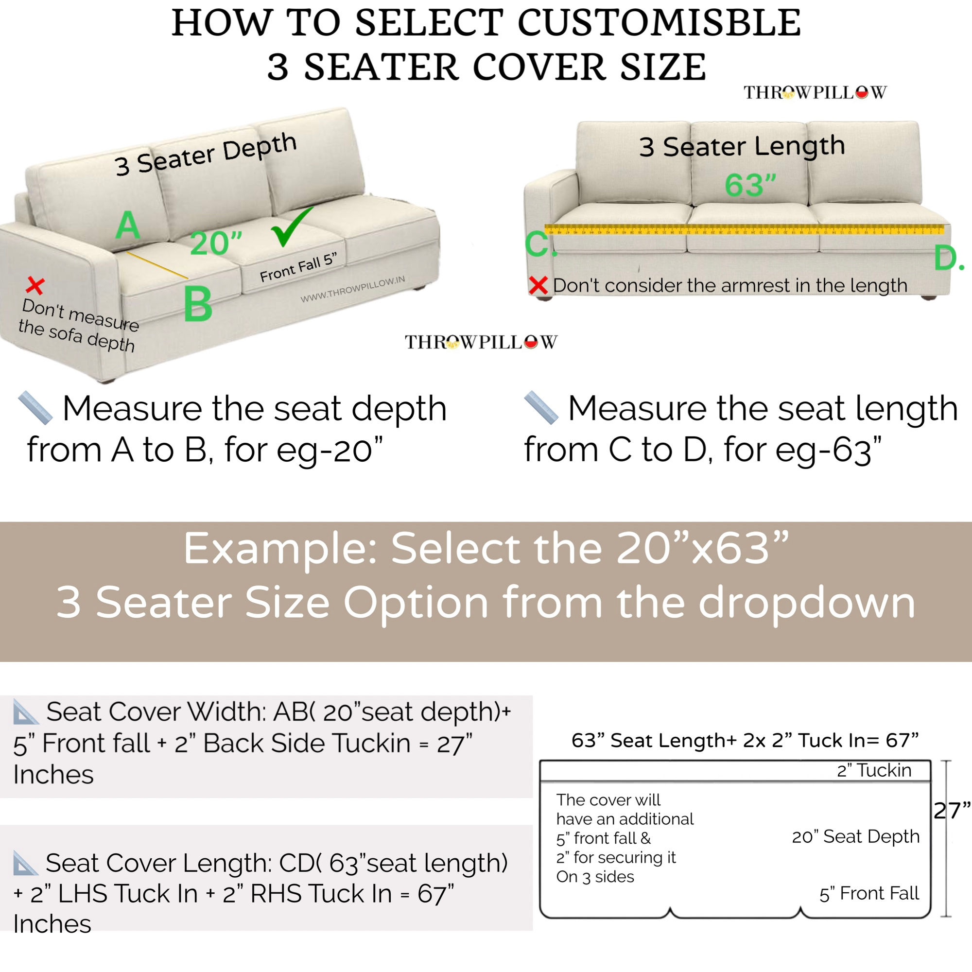 Three-Seater Sofa Cover: Customizable Durable Mustard Seat Cover With Pleats