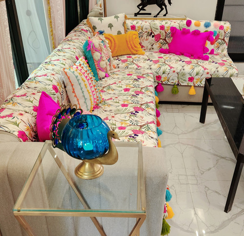 Floral Pattern Sofa Cover with Tassels Luxury Living Room Decor