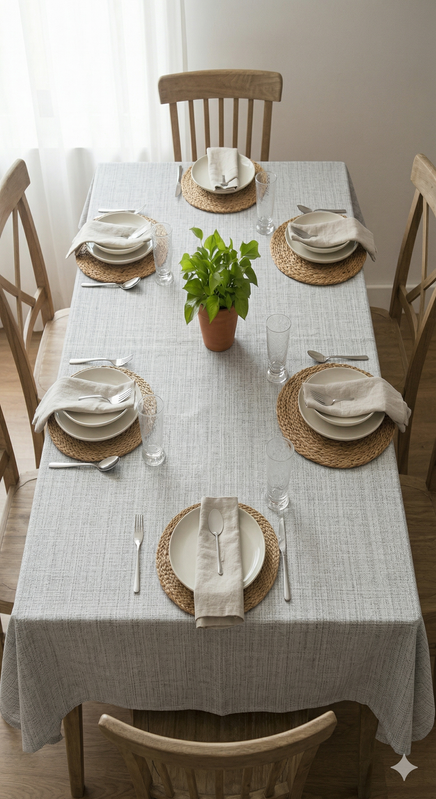 Thumbnail: Grey Linen Herringbone Coffee Table Cover|Table Cloth Living Room Decor