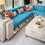 Pikkukuva: L-Shaped Sofa Cover 4-Seater Sectional 2 Seater With Lounger|Blue Moroccan