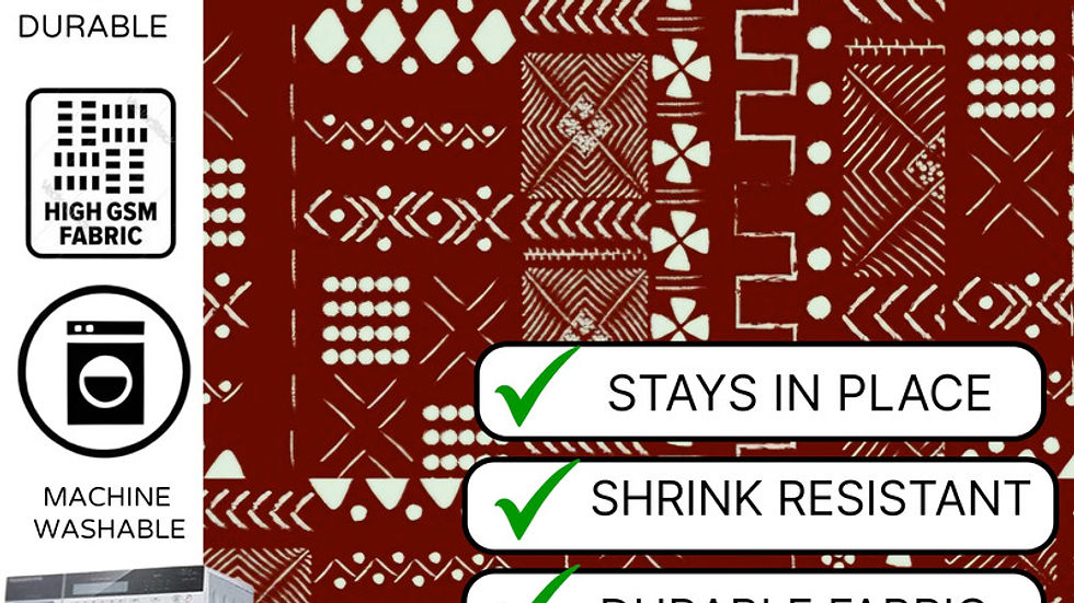 Thumbnail: Lshape Sofa Cover With Tassel Maroon Tribal 2 Seater + 2 Seater + 1 Corner