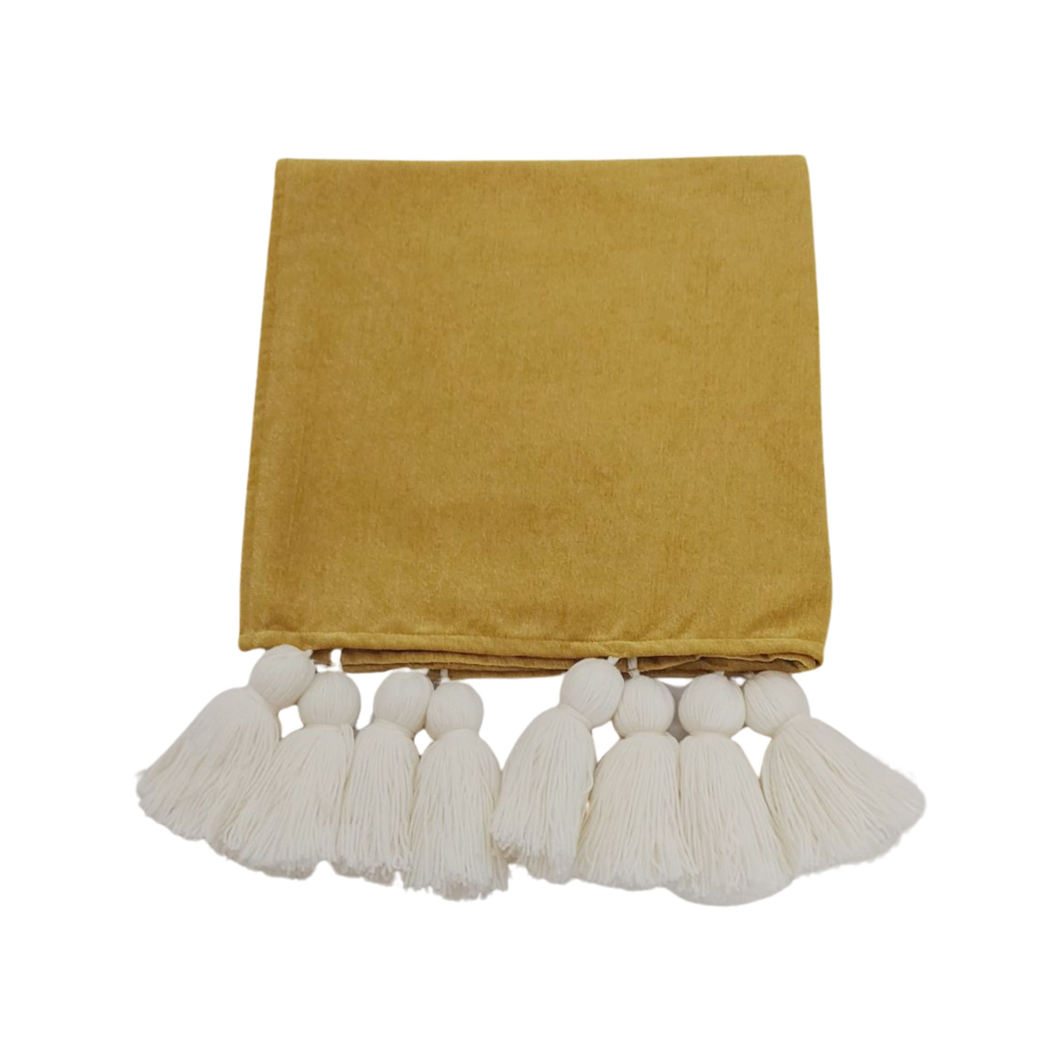Custom Grey Mustard Hand Embroidered 3 Seater Tassel Sofa Cover | Boho Chic Sli