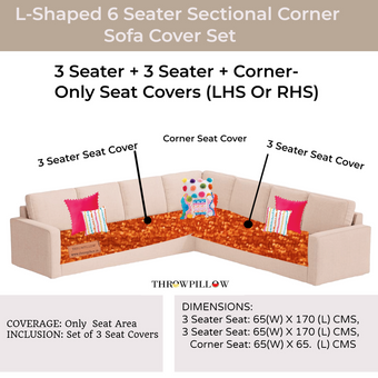 Orange L Shape Corner Sofa Cover, Luxe Solid Sofa Cover