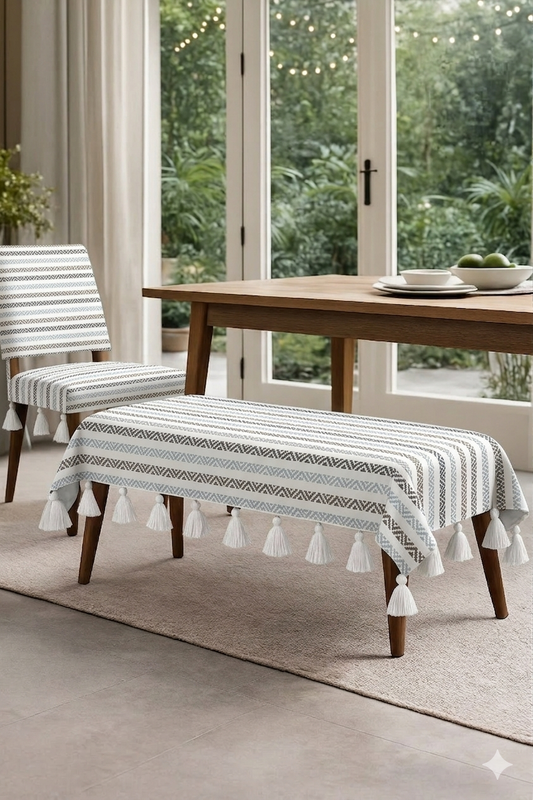 Thumbnail: Bench Cover 2.5 Ft Single Seater Bench/ Bench|Herringbone Neutral Bench Cover