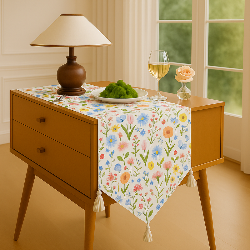 Miniatura: Spring  Floral Multicoloured Table Runner |Nightstand, Bed Side Table Cabinet