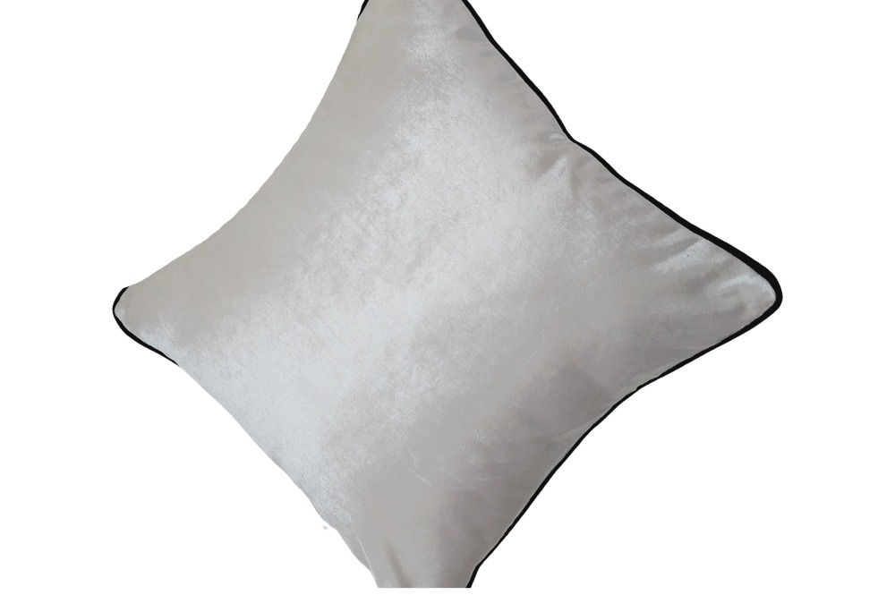 White velvet black trim cushion cover